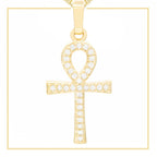 Ankh Cross Cubic Zirconia Pendant 14K Gold Filled Men Women Jewelry