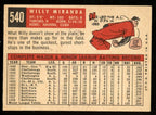 1959 Topps Baseball Willy Miranda #540 Baltimore Orioles