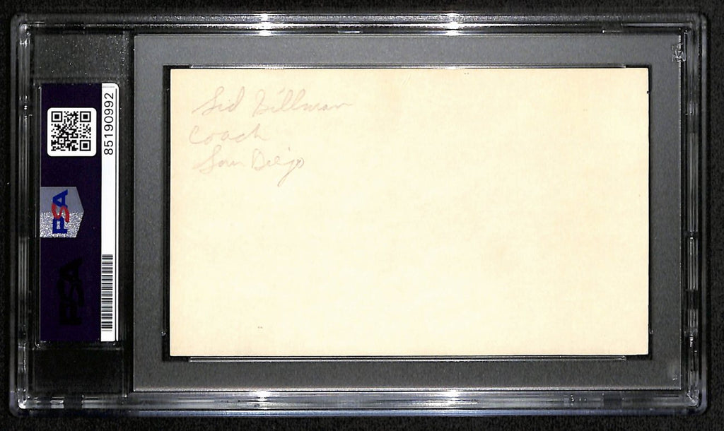 7Sid Gillman HOF Signed/Auto 3x5 Index Card San Diego Chargers PSA/DNA 187477