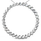 .925 Sterling Silver 3/4 Cttw Round Diamond Spiral Curved Circle Pendant 18" Necklace (I-J Color, I3 Clarity)
