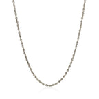2.0mm 14k White Gold Solid Diamond Cut Rope Chain