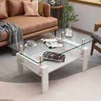 Modern Rectangular Coffee Table With Tempered Transparent