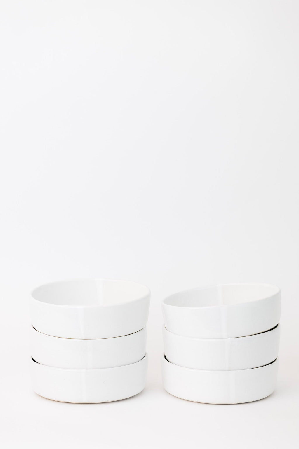 Sonnet Stoneware Bowl - Matte White/Glossy White - Set of 6