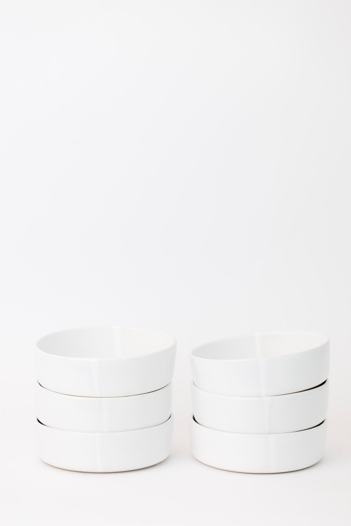 Sonnet Stoneware Bowl - Matte White/Glossy White - Set of 6