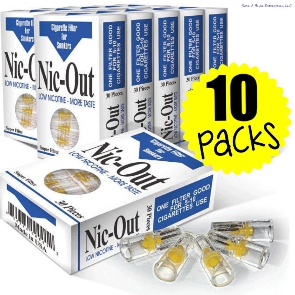 Nic-Out Cigarette Filters (10 Packs / 30 Filters Each) 🚭