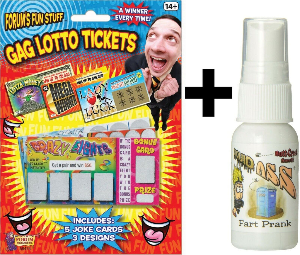 💨 Liquid Ass Spray + 🎟️ 5-Pack Fake Lotto Tickets – Ultimate Prank Combo Set