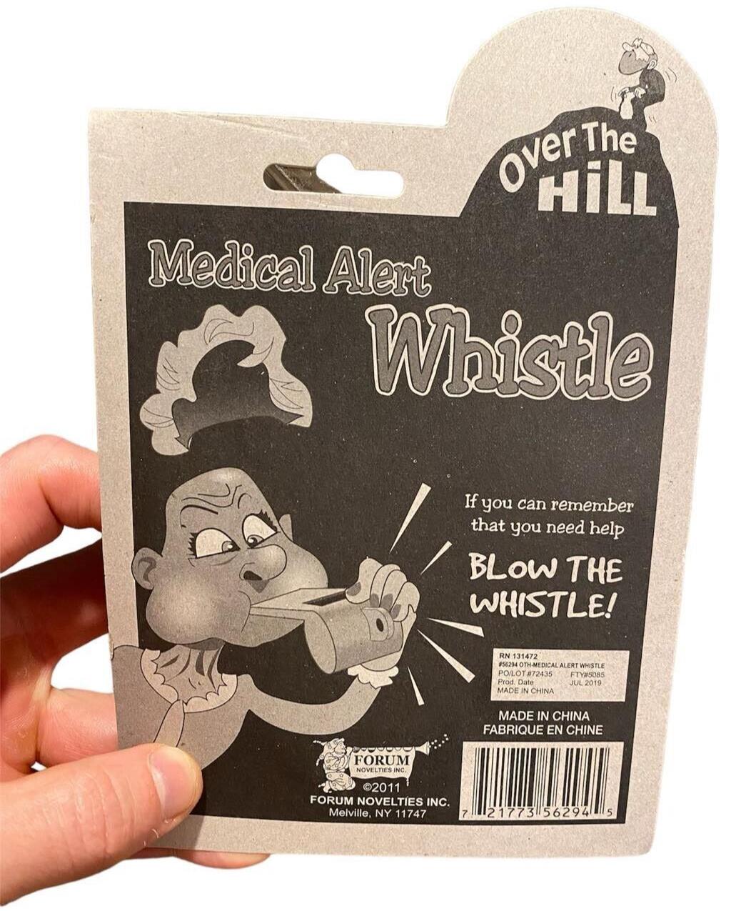 Over the Hill Medical Alert Giant Whistle – Funny Birthday Gag Gift for Seniors 🚨