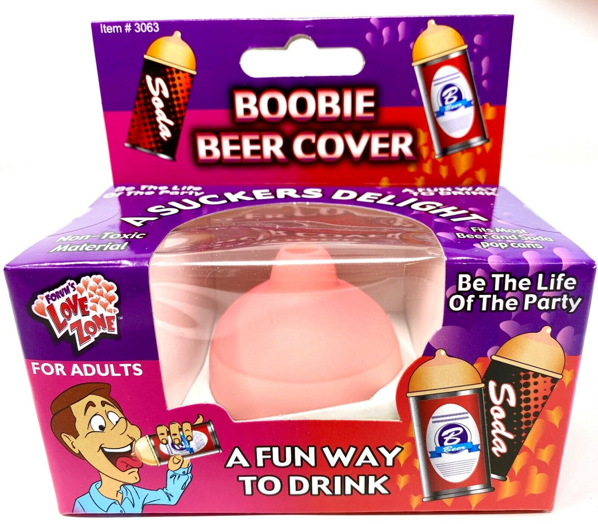 Boobie Beer & Soda Can Nipple Cover – Funny Gag Gift, Joke for Parties