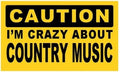 2-Pack “Caution: I’m Crazy About Country Music” Stickers – Bold Yellow 5" x 3" Decals 🤠🎶