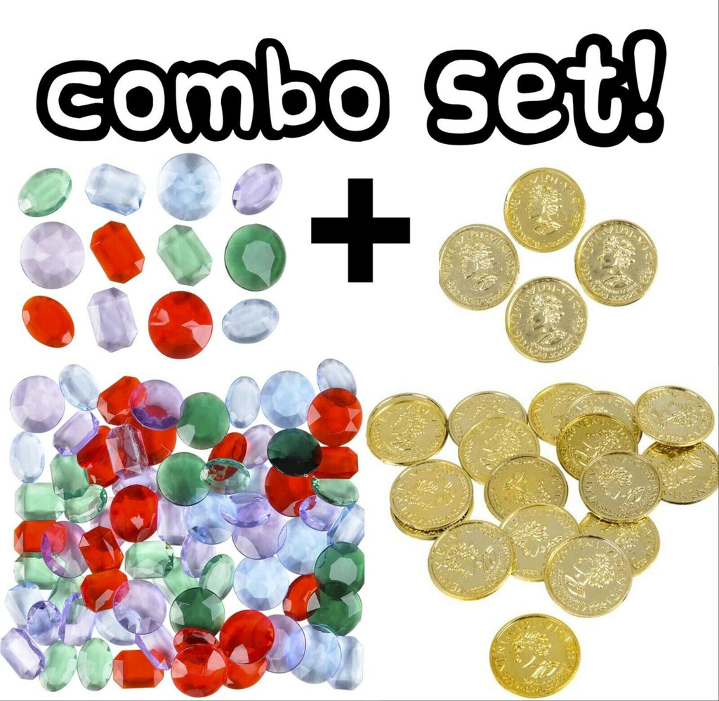 🏴‍☠️ Pirate Treasure Party Set – 144 Jewels + 144 Gold Coins (288pcs Total!)