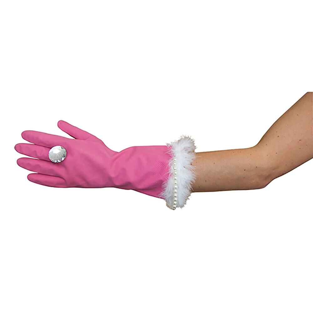 🧤 "Pink and Pearly" Glam Gloves – Fancy Dish Duty with Attitude