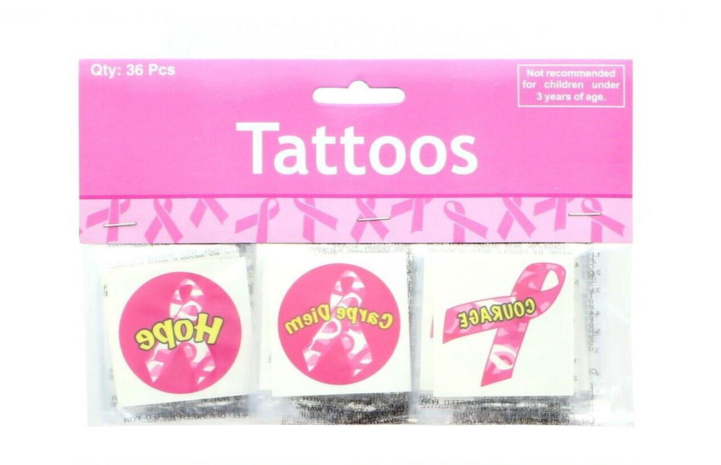 🎗️ 36-Pack Pink Ribbon Camo Tattoos – Fundraiser & Awareness Set