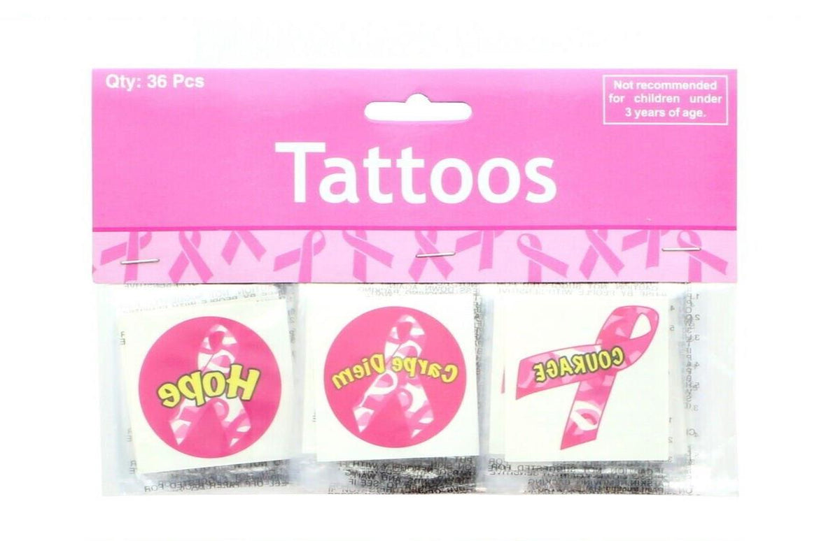 🎗️ 36-Pack Pink Ribbon Camo Tattoos – Fundraiser & Awareness Set
