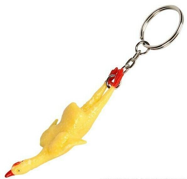 12-Pack Stretchy Rubber Chicken Keychains – Hilarious Party Favors & Prizes! 🐔🔑