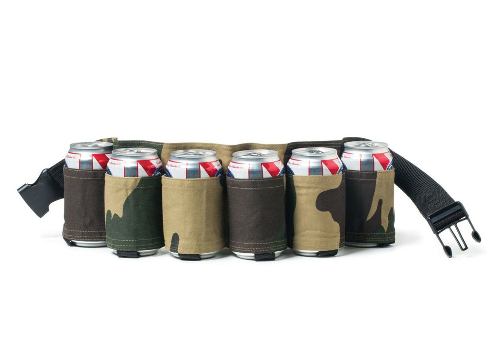 Camo 6-Pack Beer Can Holder Belt – Hands-Free Drinking Gear for Parties, Tailgates & Outdoor Fun 🍻🎯