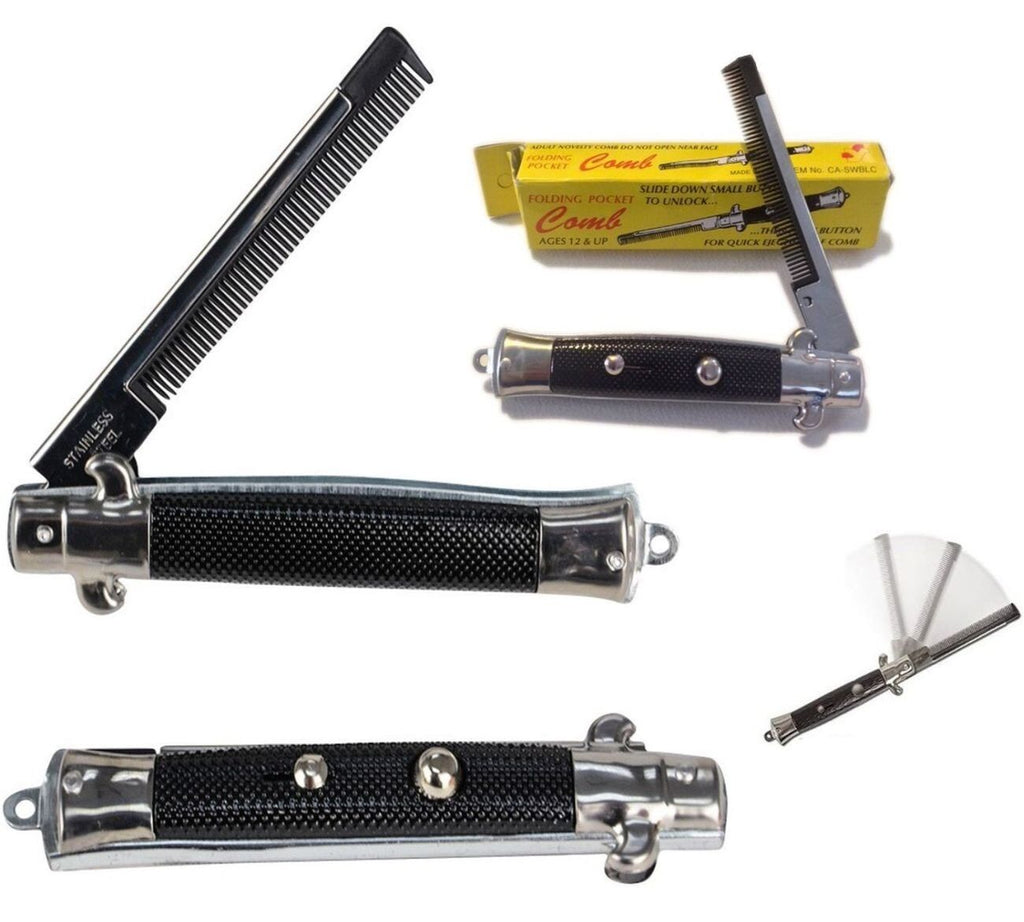 Switchblade Comb – Snap Open, Style On!" Folding Push Button 💈🔪😎