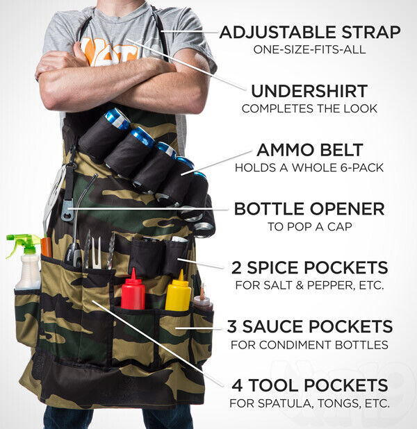 BBQ Grill Sergeant Master Apron – Tactical Camouflage Apron for the Ultimate Grill Master 🔥🍖🎖️