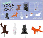 4-pk Mini Plant Pot Yoga Cat Statues - Cute Garden Planter Marker Decorations