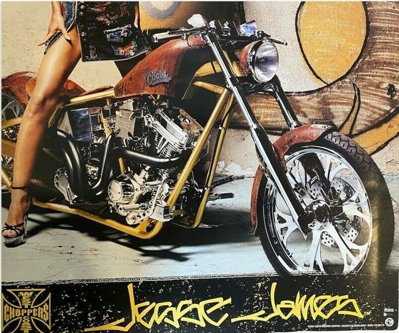 Coors Poster HOT SEXY GIRL Jesse James Chopper Motorcycle 25 x 18 Vintage 2004