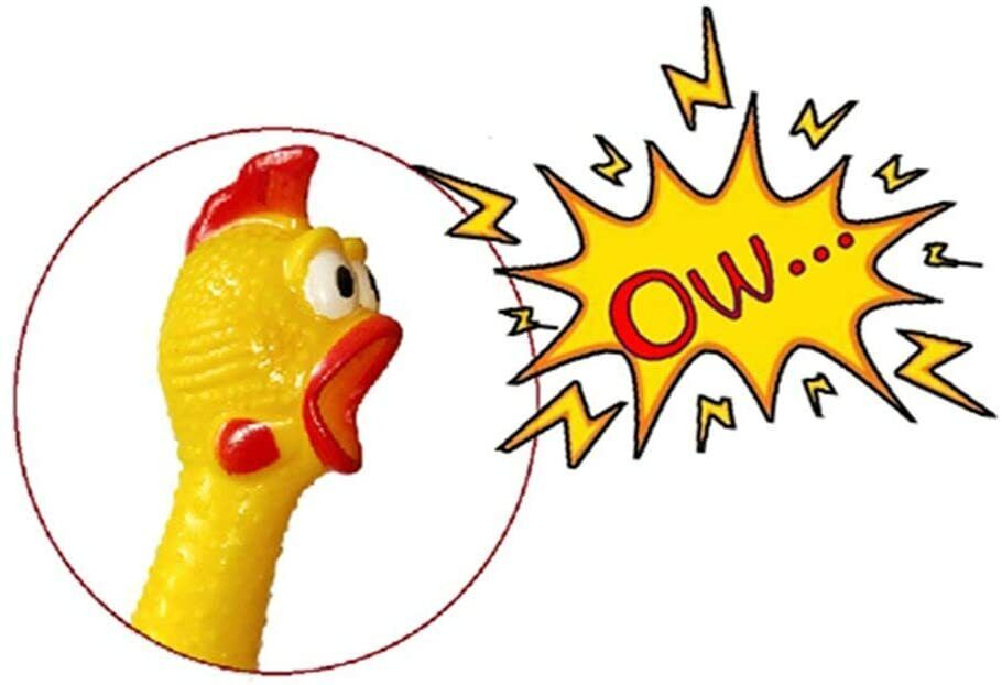 🐔 12" Squeaking Rubber Chicken – Classic Gag Toy & Dog Favorite!
