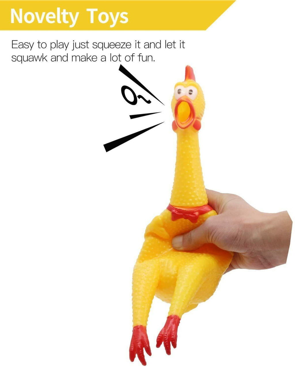 🐔 12" Squeaking Rubber Chicken – Classic Gag Toy & Dog Favorite!