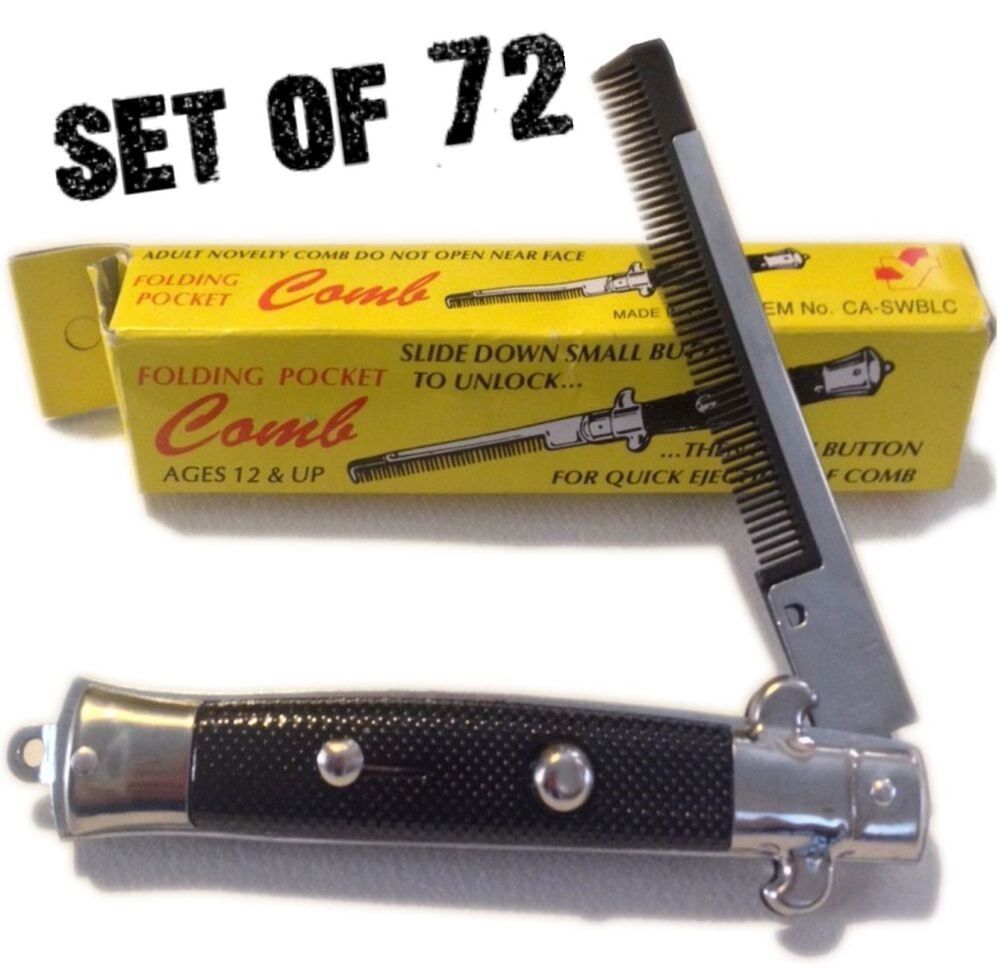 🕶️ Switchblade Pocket Combs – Wholesale 72-Pack (Retro Greaser Style)