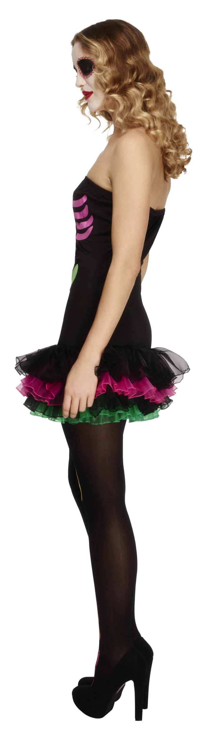 Fever Neon Skeleton Tutu Dress Women's Costume Size Small 6-8