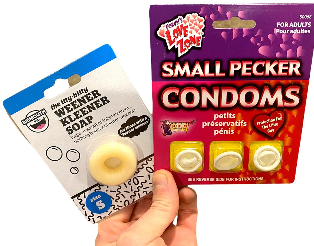Small Pecker Condoms & Mini Willy Weener Cleaner Soap - Adult Gag Joke 🎁😂