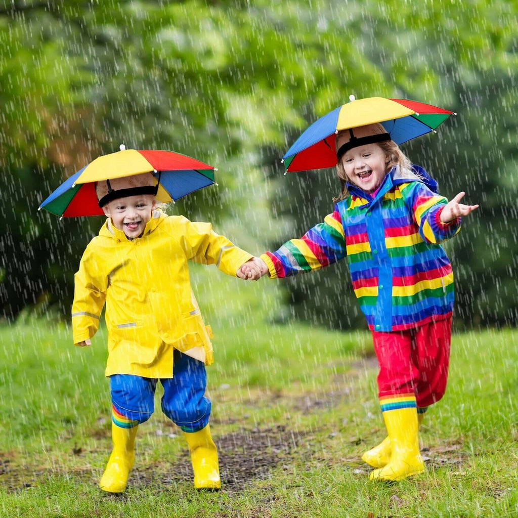 12 UMBRELLA HATS - Head Band Cap Rain Sun Shade Sports Beach  - Kids to Adults