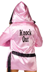 Knockout! Pink Boxer Robe & Boxing Gloves Adult Costume Set
