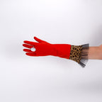 💅 Red Leopard Glam Gloves – With Giant Bling Ring