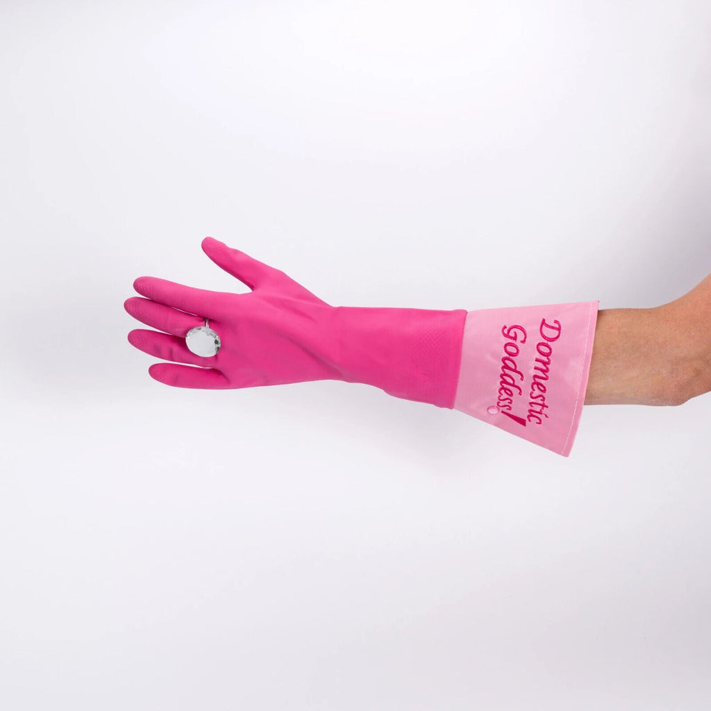 💎 Domestic Goddess Glam Gloves – Pink with Bling Diamond
