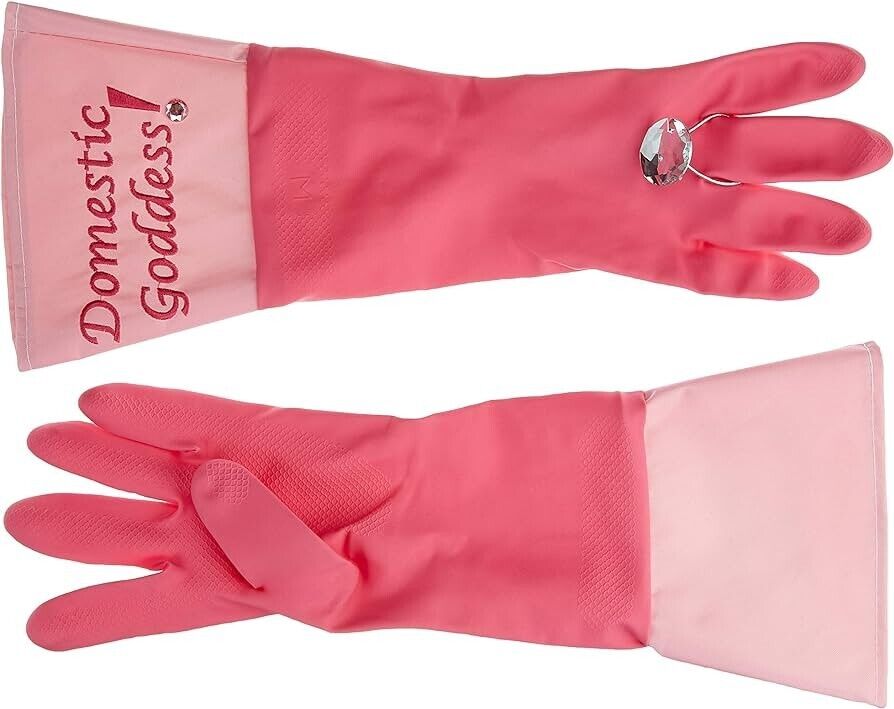 💎 Domestic Goddess Glam Gloves – Pink with Bling Diamond
