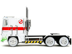 G1 Autobot Optimus Prime Truck White with Robot on Chassis from "Transformers" TV Series - "Ghostbusters" (1984) Movie Crossover "Hollywood Rides" Series 1/24 Diecast Model by Jada