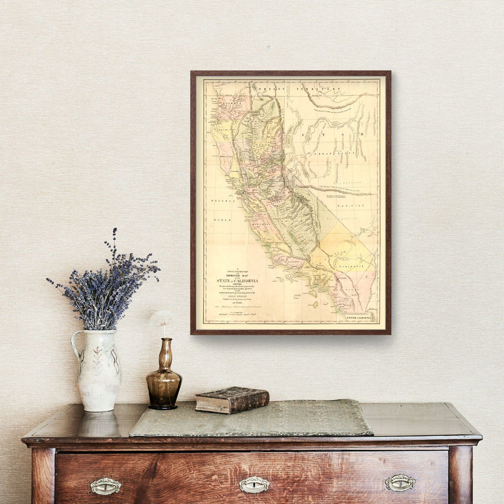 Vintage Map of California 1851