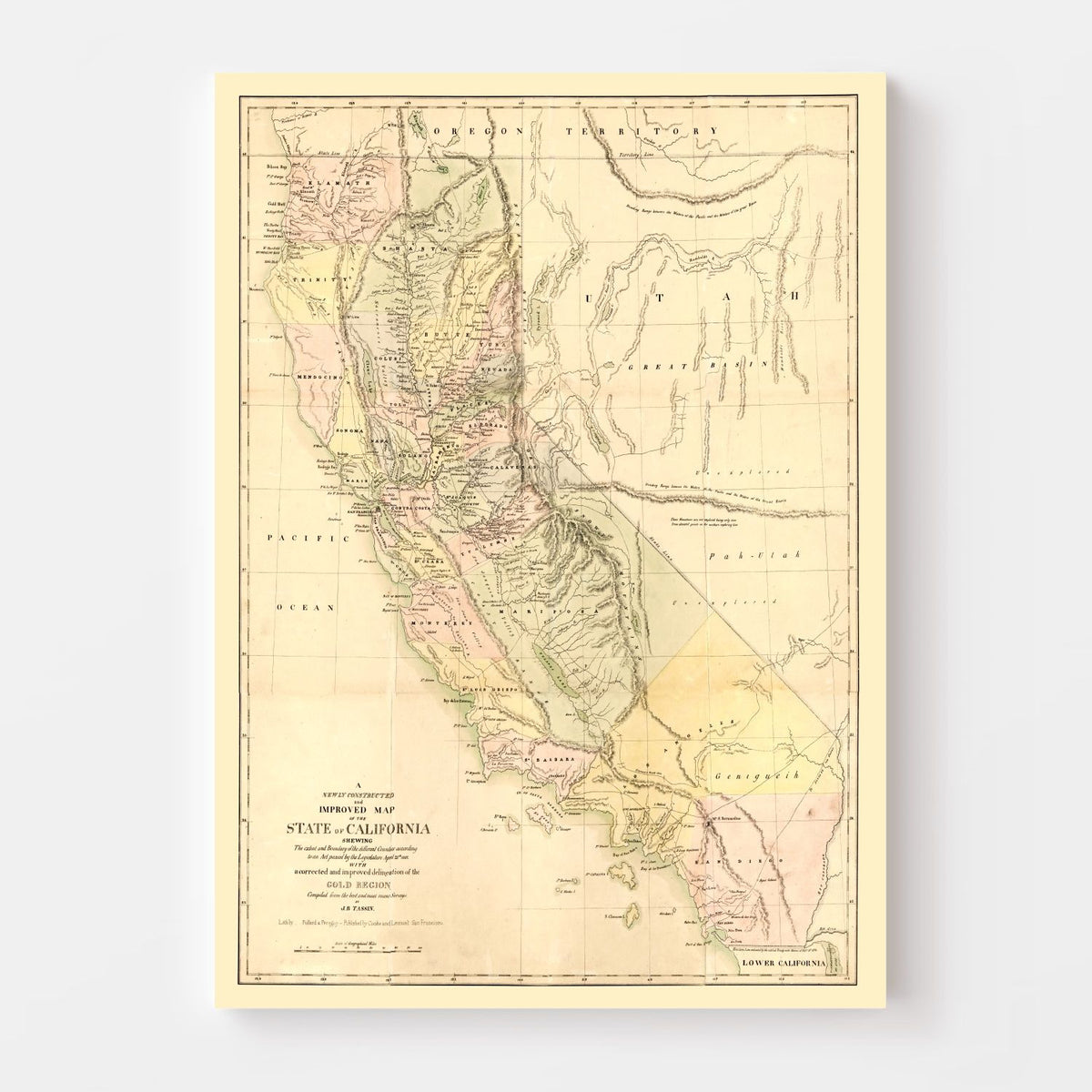 Vintage Map of California 1851