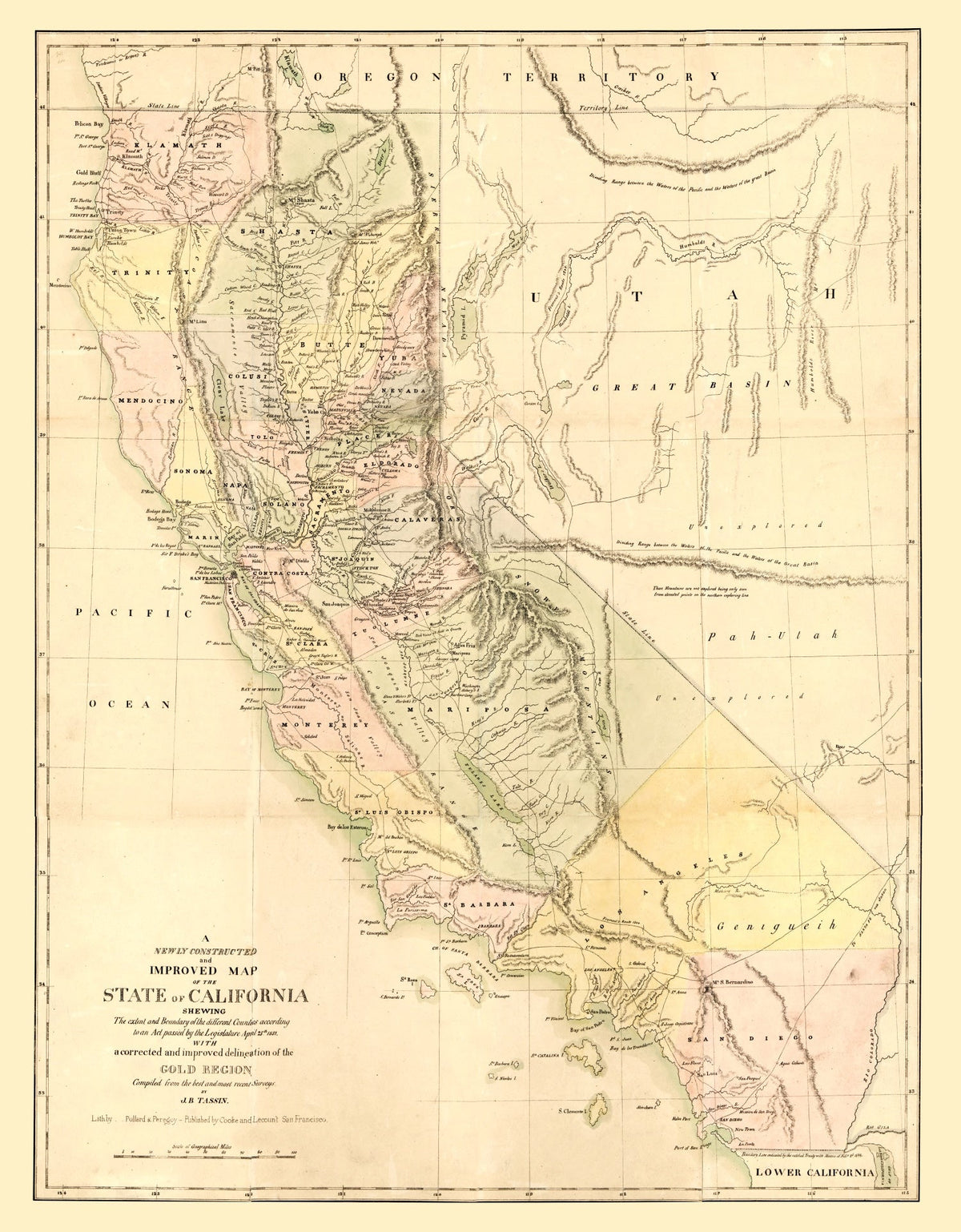 Vintage Map of California 1851