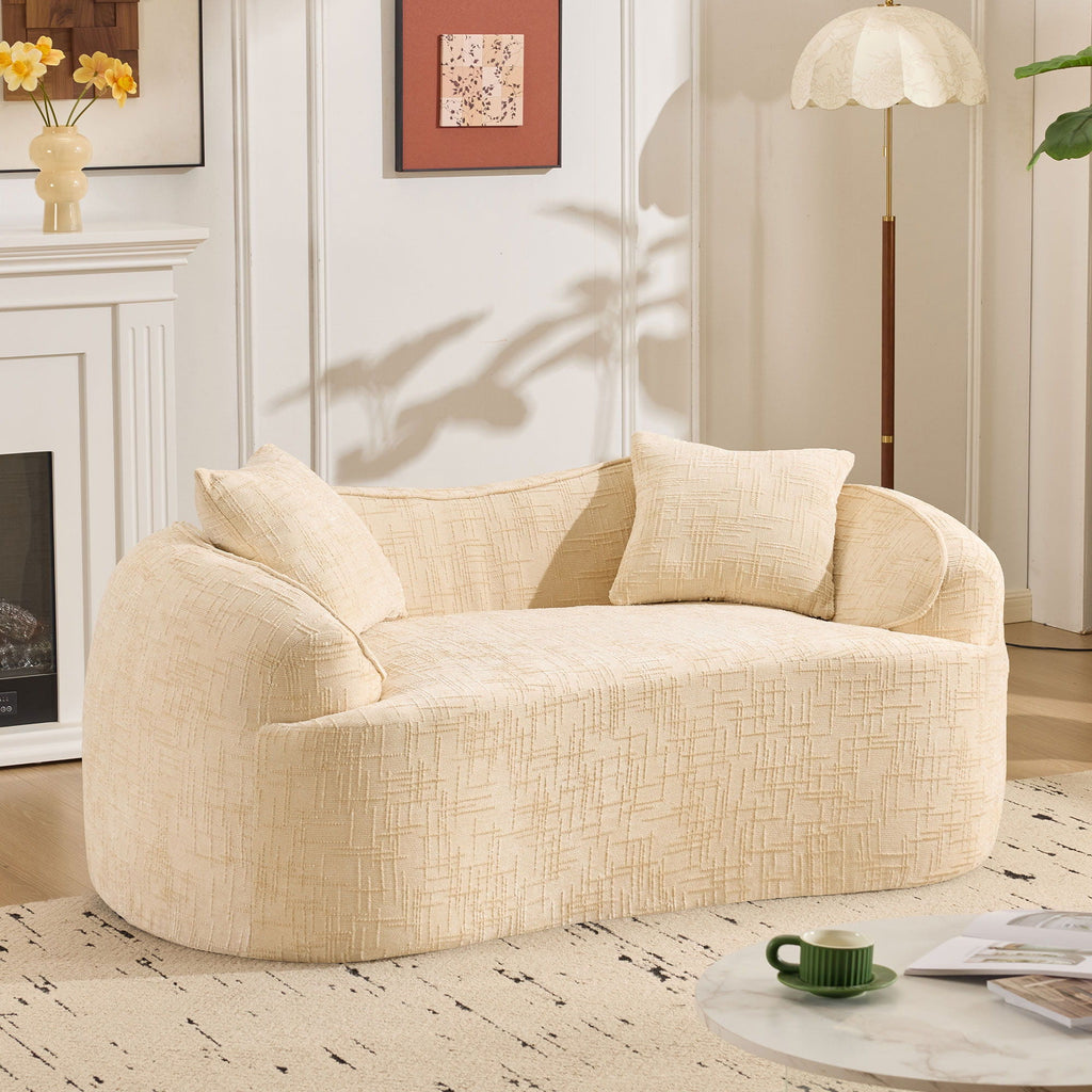 Curved 2 Person Compress Sofa With Armrests
