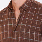 Chase Long Sleeve Checkered Pocket Button-Up Shirt // Brown