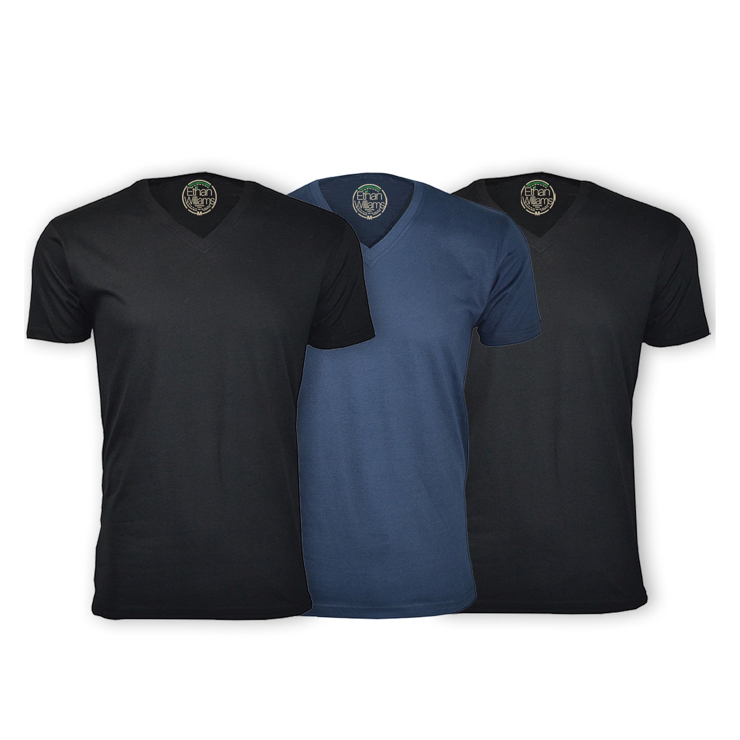 Semi-Fitted V Neck T-Shirt // Black + Navy // Pack of 3