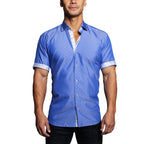 Galileo Silver Dot Button Up Shirt // Blue