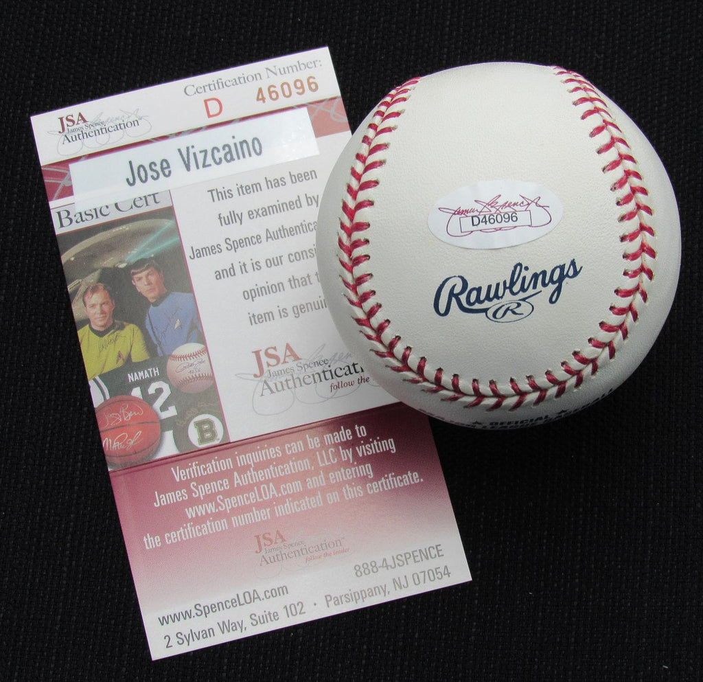 Jose  Vizcaino Signed/Auto Yankees 100th OML Baseball JSA  186777