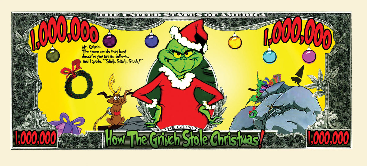 10 TOTAL - The Grinch Million Dollar Christmas Play Holiday Bills - Put in Cards