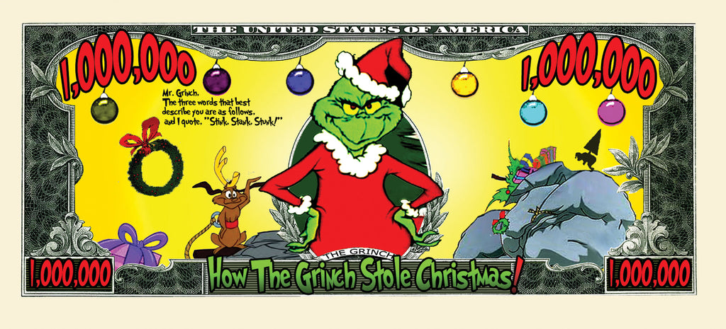 100 TOTAL - The Grinch Million Dollar Christmas Play Holiday Bill - Put in Cards