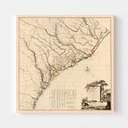 Vintage Map of South Carolina 1780