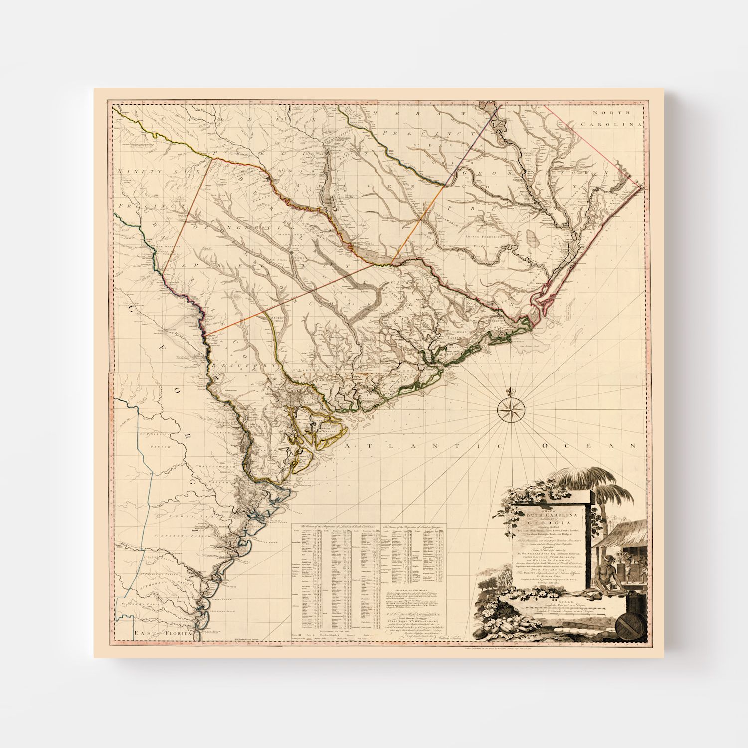 Vintage Map of South Carolina 1780
