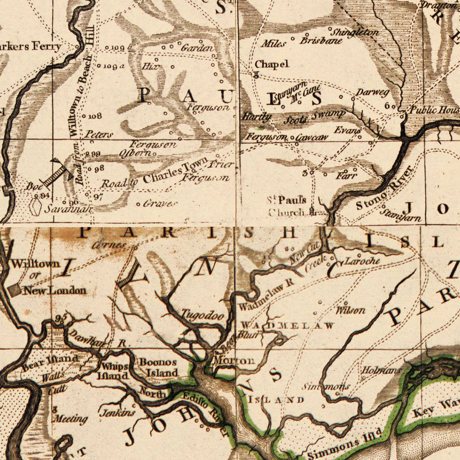 Vintage Map of South Carolina 1780