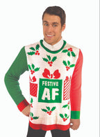 Forum Novelties Festive AF Ugly Christmas Sweater Size Large