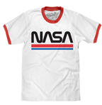 NASA Worm Logo Ringer T-Shirt - White and Red