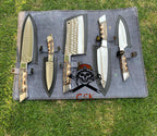 (5PCS)Hand Forged J2 steel Fixed Blade XL Kitchen set